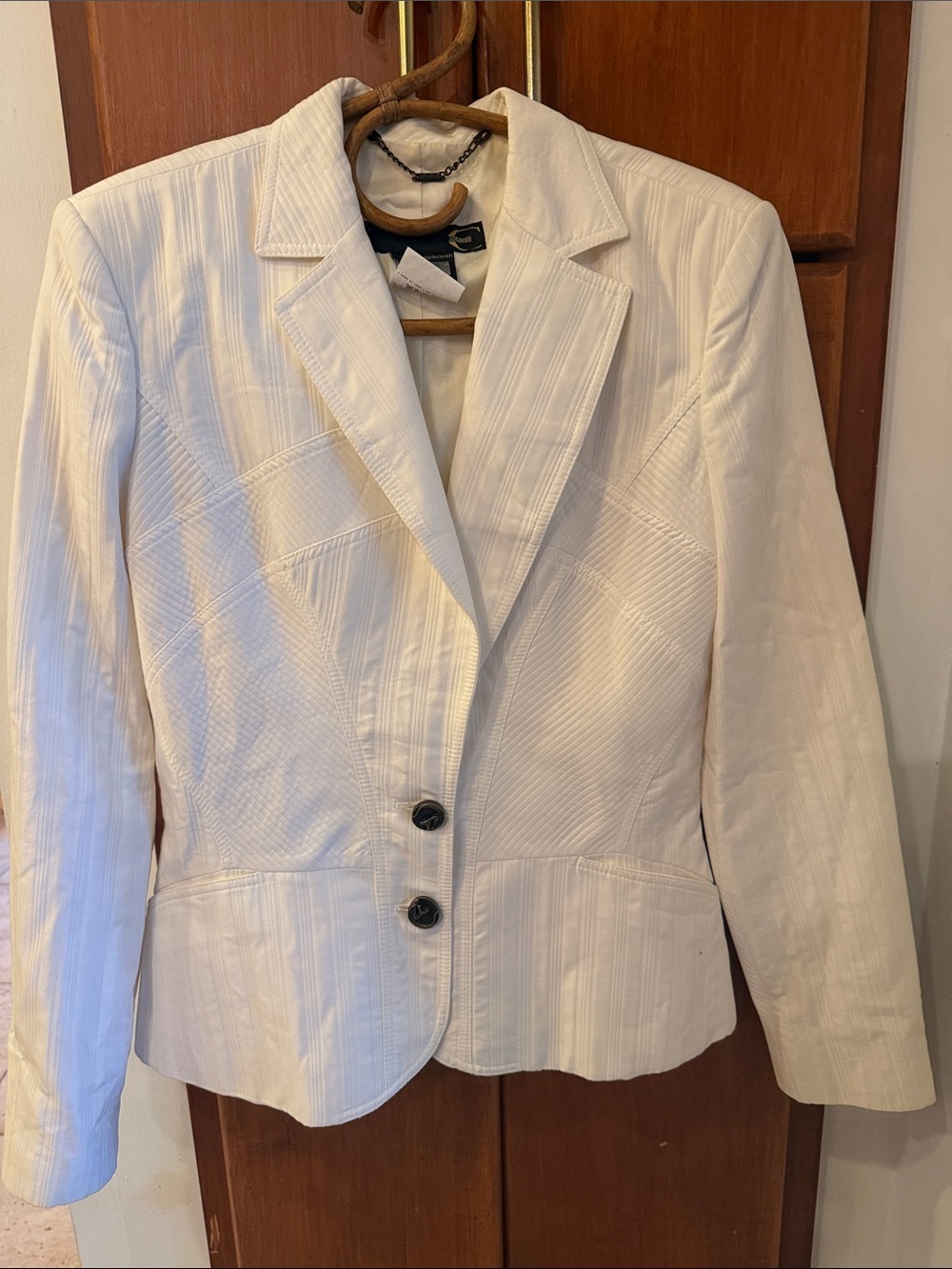 Vintage Just Cavalli | Vintage Y2K Era Textured Cream Jacket Blazer